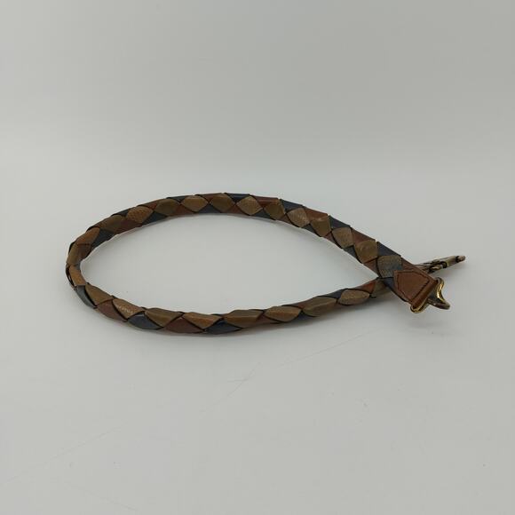 Vintage Womens Leather Weaved Snake Brown Belt 32" Claw Buckle - Picture 10 of 12